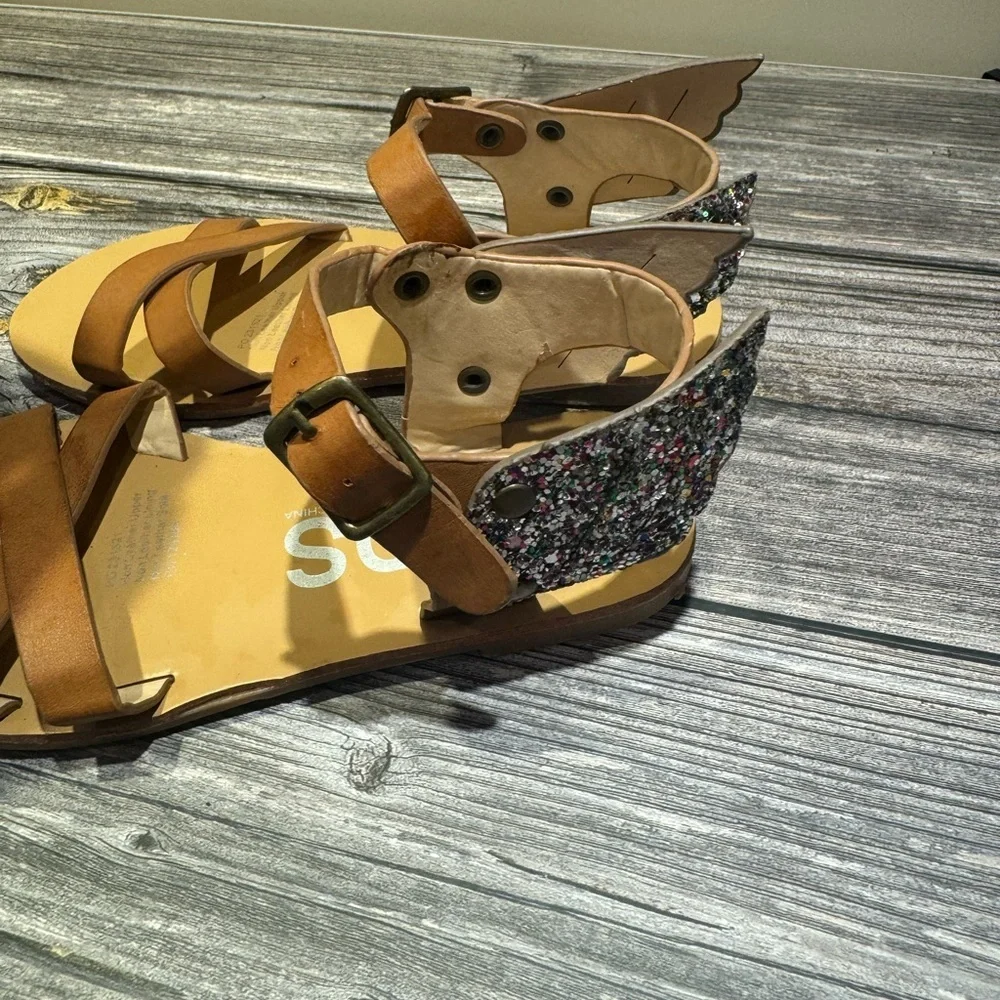 Cotton On Angel Wing Sandals Toddler Girl Size 11 Glitter Fairy Boho Shoes